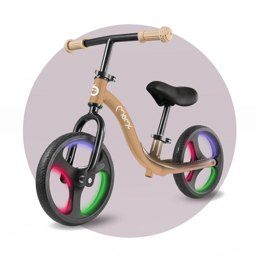 Bicicleta fara pedale cu roti led, Momi Isoka - Beige - 6589