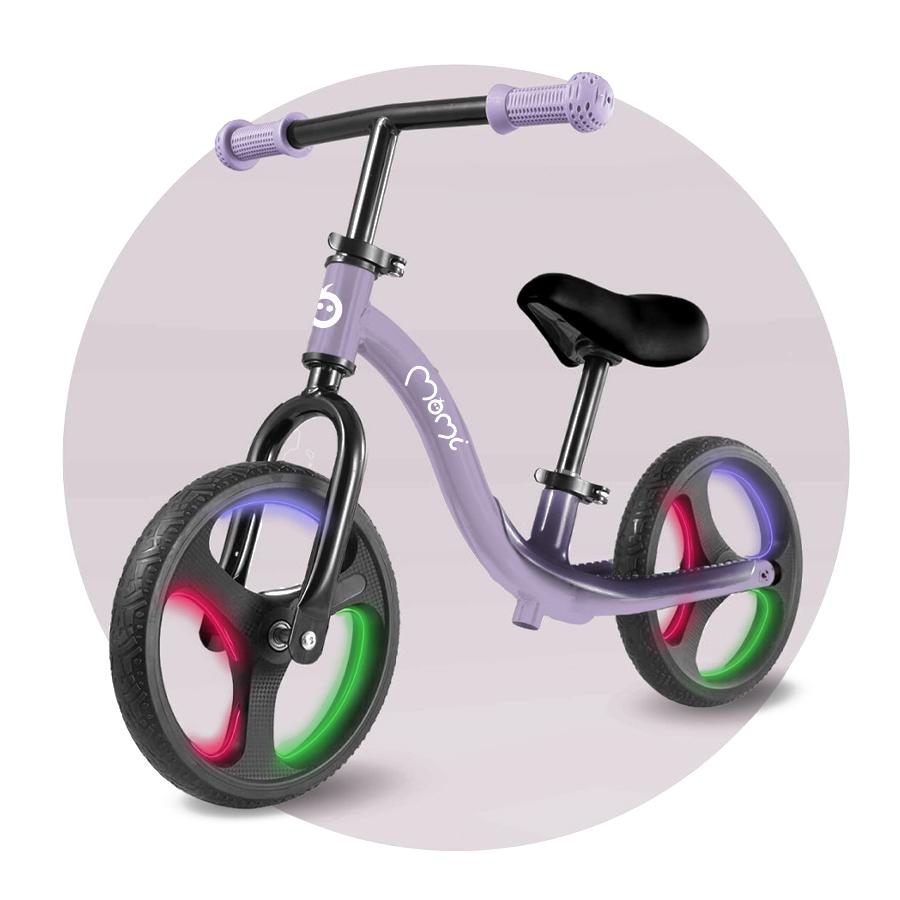 Bicicleta fara pedale cu roti led, Momi Isoka - Mov - 2834