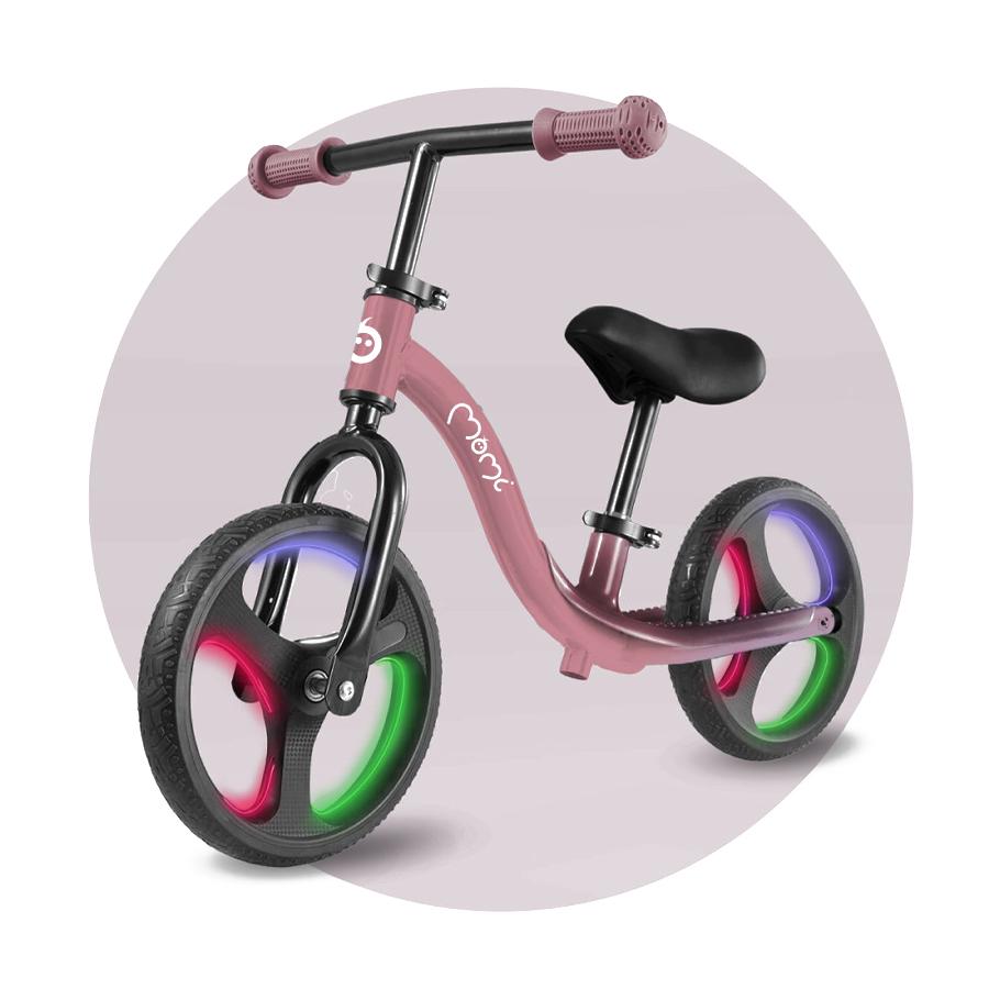Bicicleta fara pedale cu roti led, Momi Isoka - Roz - 6820