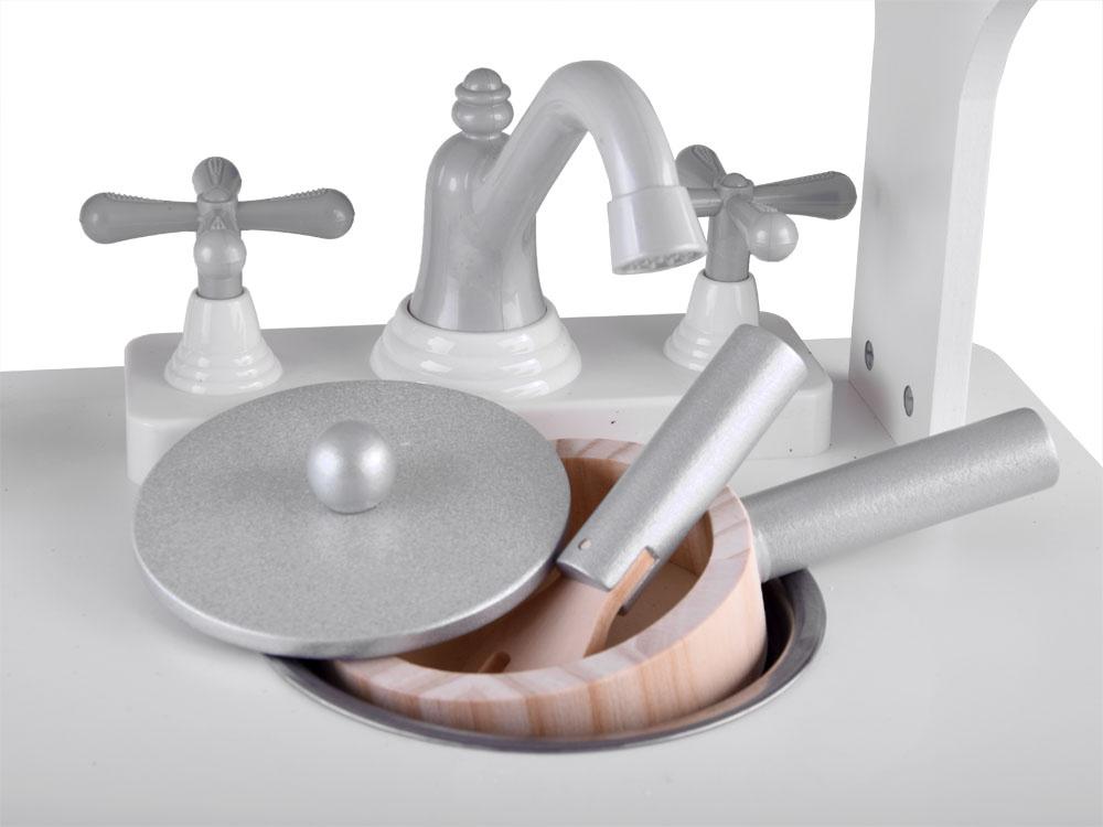 Bucatarie din lemn pentru copii, cu sunete realiste, accesorii, 85 x 60 x 30 cm, Jokomisiada - 8272