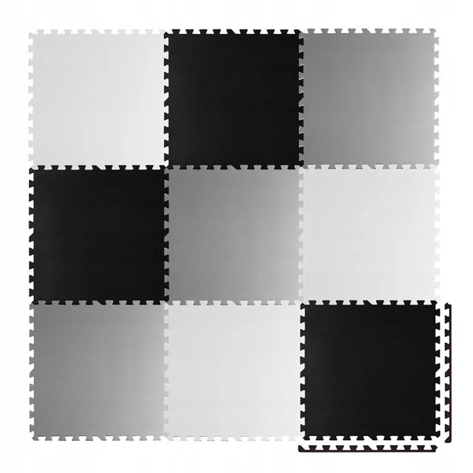  Covoras puzzle din spuma pentru copii, 180x180cm, 9 piese, Ricokids, Gri, Negru