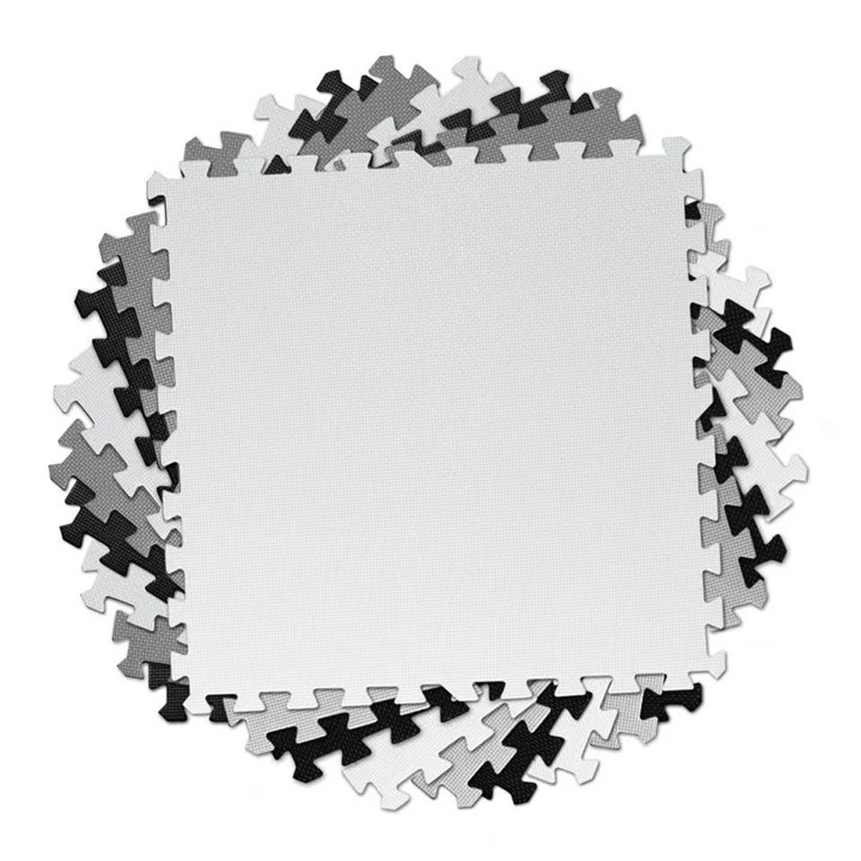 Covoras puzzle din spuma pentru copii, 180x180cm, 9 piese, Ricokids, Gri, Negru - 268