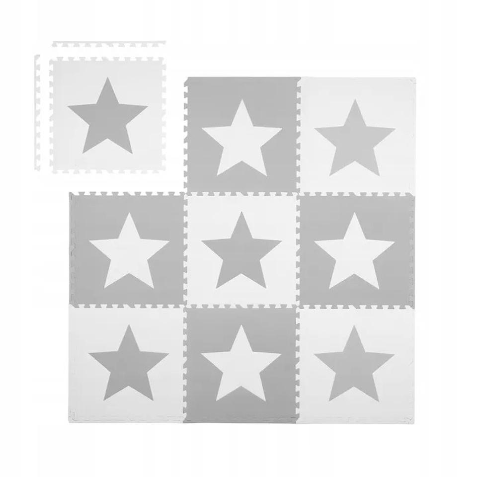 Covoras puzzle din spuma pentru copii, Ricokids, 180x180cm, 9 piese, Star Grey - 3051