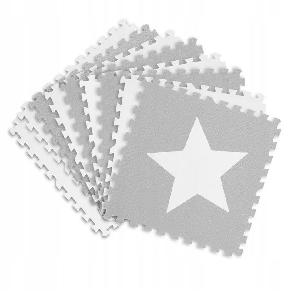 Covoras puzzle din spuma pentru copii, Ricokids, 180x180cm, 9 piese, Star Grey - 3053