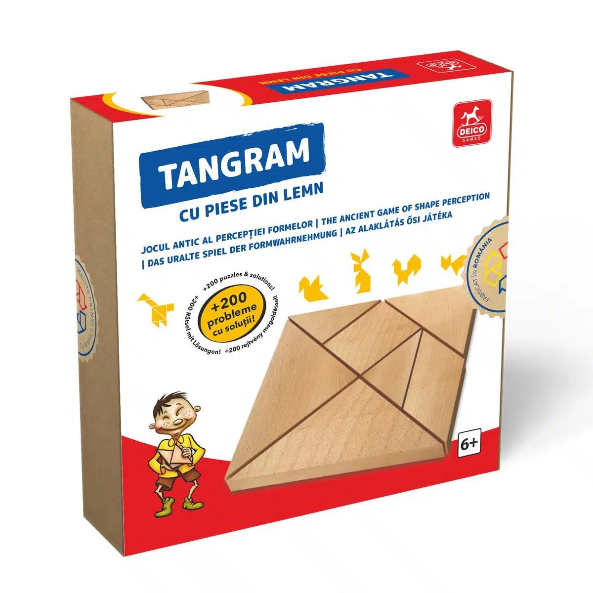  Joc Tangram cu 7 piese de lemn – Joc tip puzzle