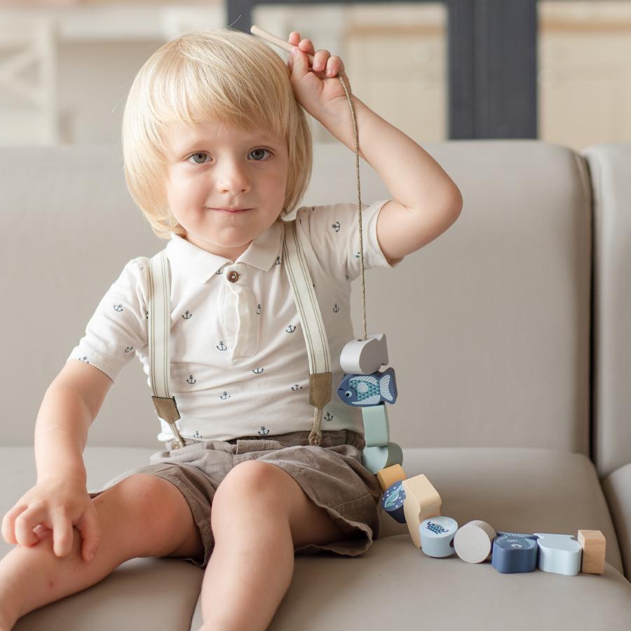 Peștișori Pastel - Joc de îndemânare din lemn, Cubika - 6400