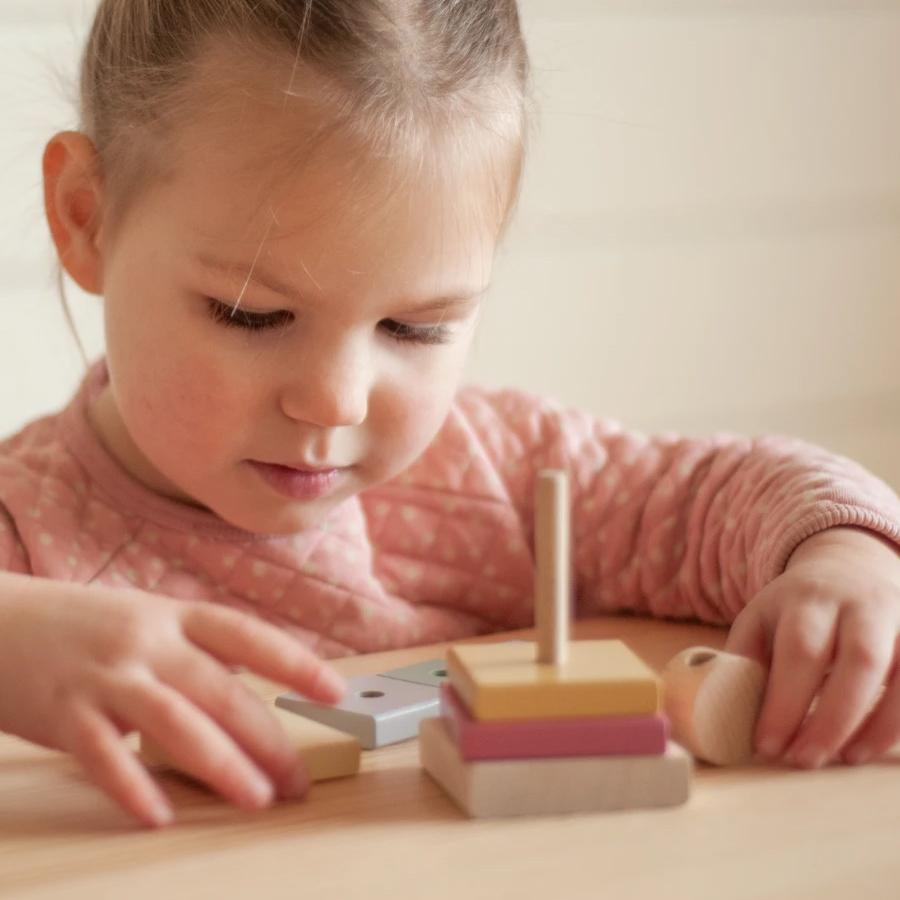 Piramida culorilor pastelate - jucarie din lemn Cubika - 192