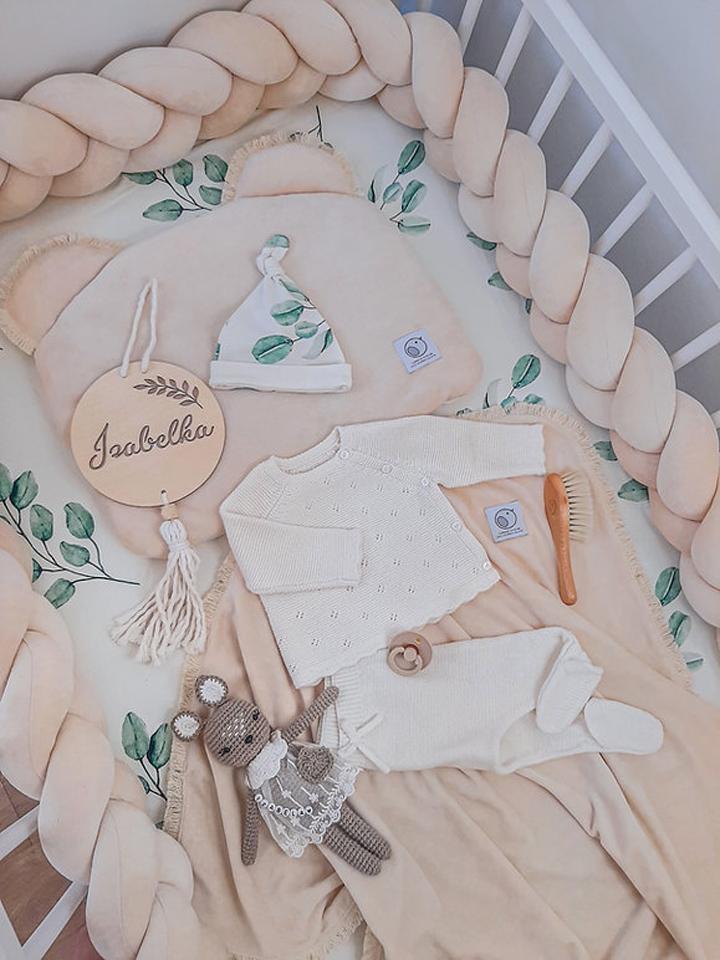 Protectie impletita din bumbac catifelat, Sparrow, Velvet Almond, 200cm - 3919