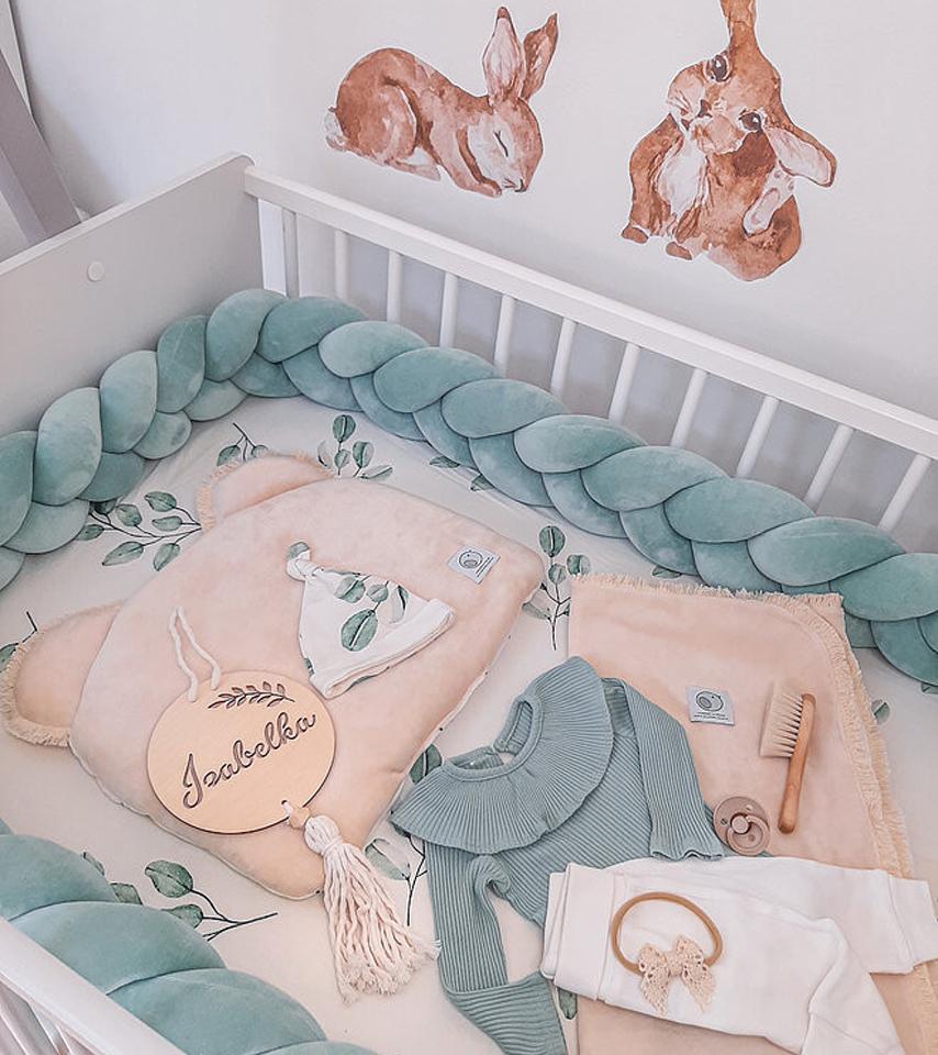 Protectie impletita din bumbac catifelat, Sparrow, Velvet Azure, 200 cm - 7459