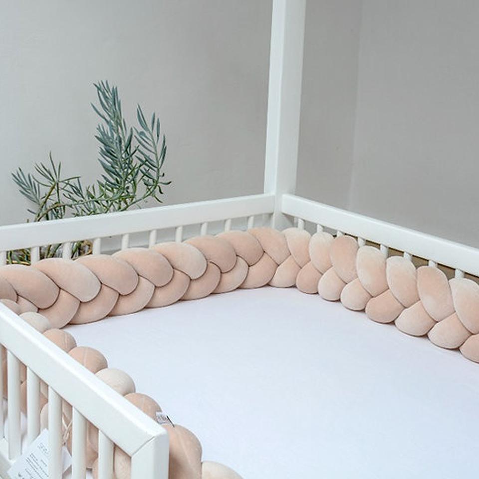 Protectie impletita din bumbac catifelat, Sparrow, Velvet Beige, 200cm - 7117