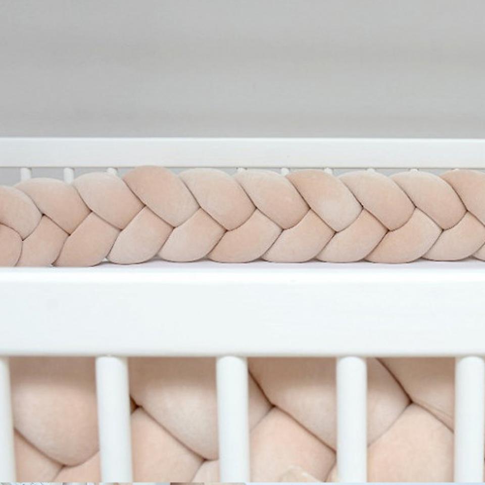 Protectie impletita din bumbac catifelat, Sparrow, Velvet Beige, 200cm - 7118