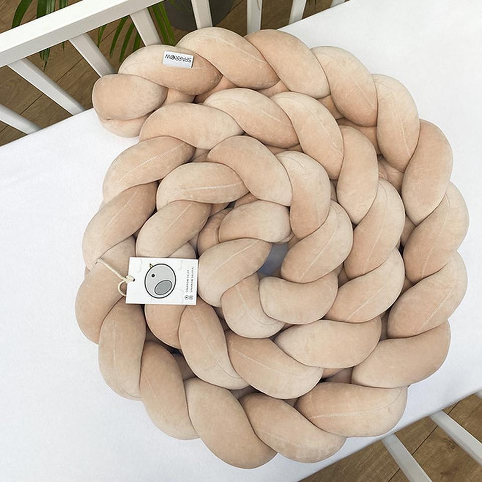 Protectie impletita din bumbac catifelat, Sparrow, Velvet Beige, 200cm - 7120