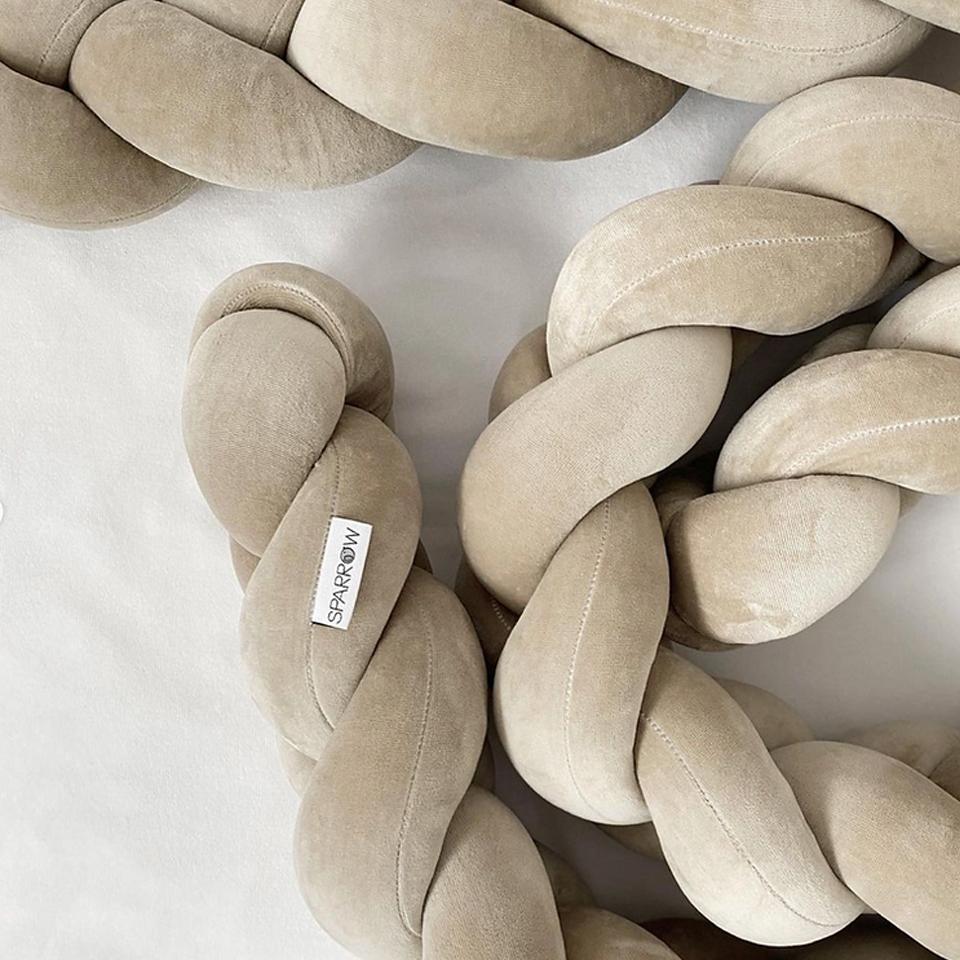 Protectie impletita din bumbac catifelat, Sparrow, Velvet Cappucino, 200cm - 7459