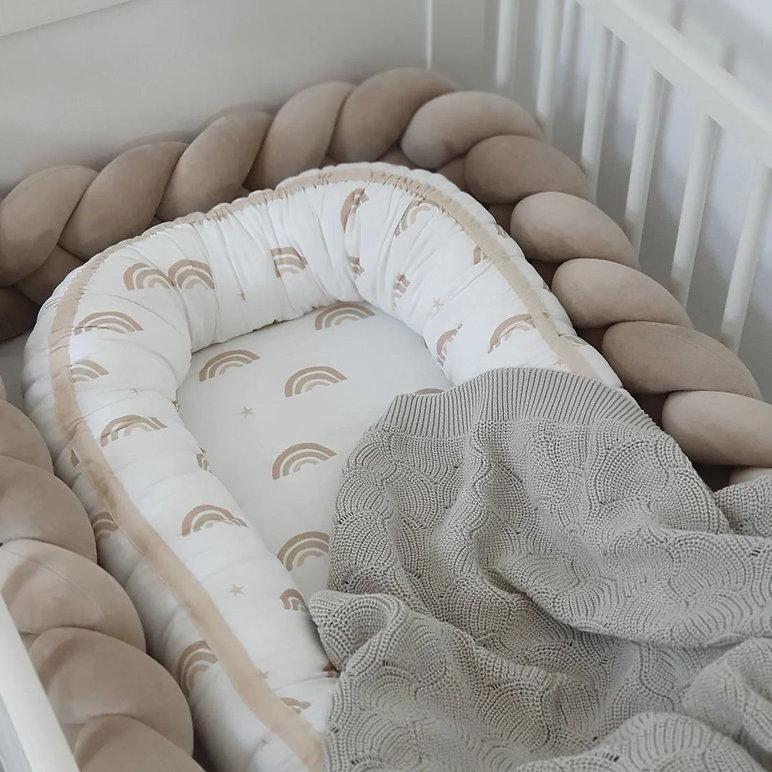 Protectie impletita din bumbac catifelat, Sparrow, Velvet Cappucino, 200cm - 7461