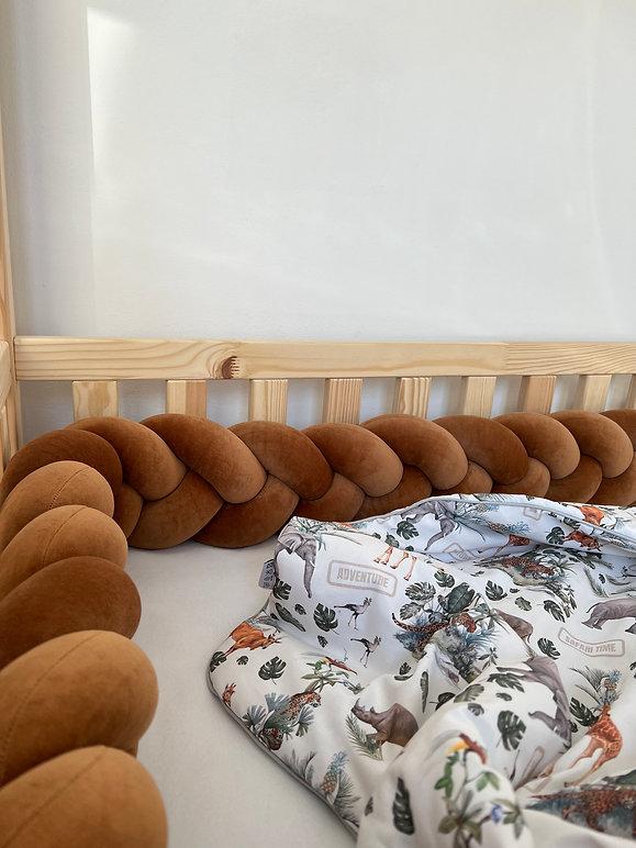 Protectie impletita din bumbac catifelat, Sparrow, Velvet Cinnamon, 200cm - 1955