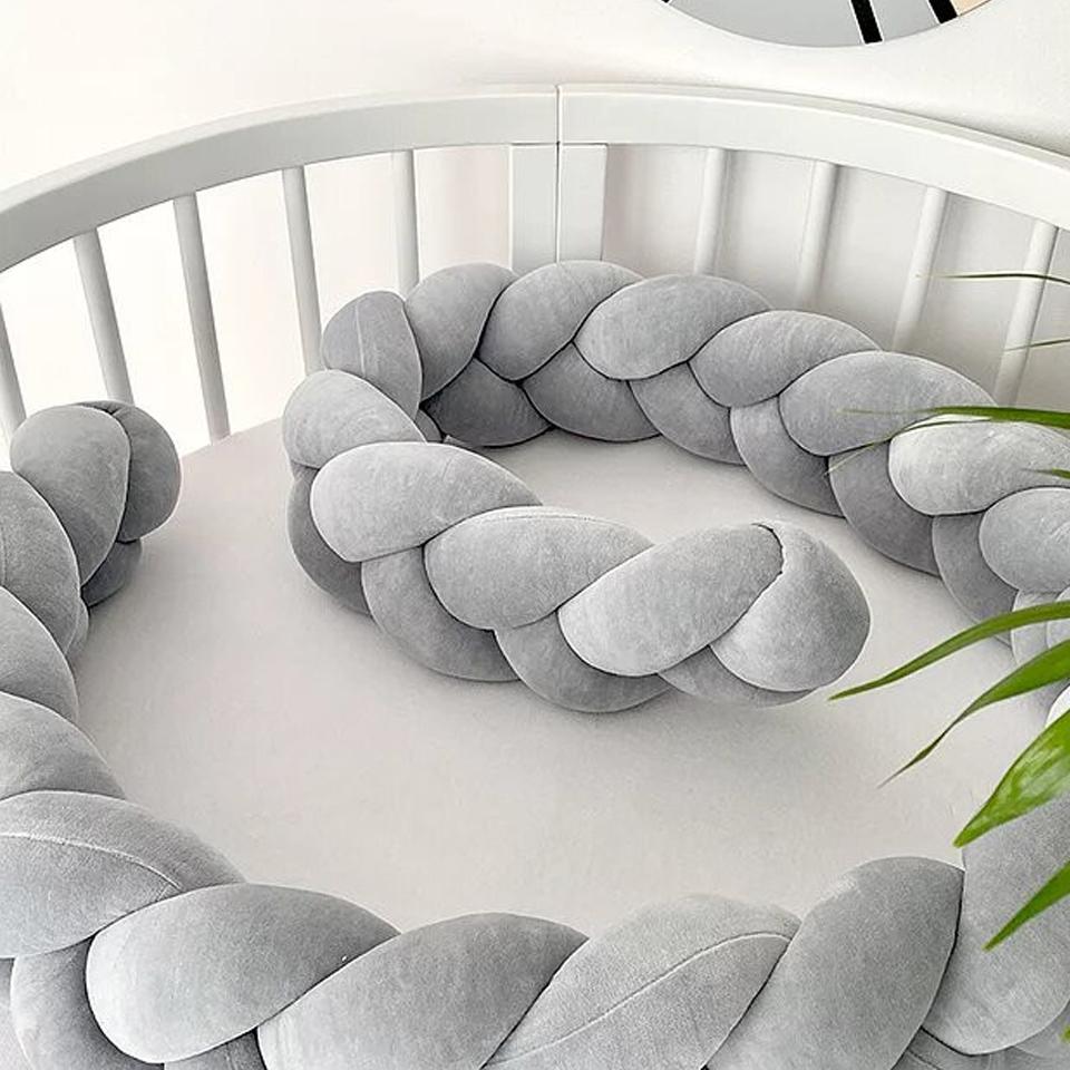 Protectie impletita din bumbac catifelat, Sparrow, Velvet Classic Grey, 200cm - 6781