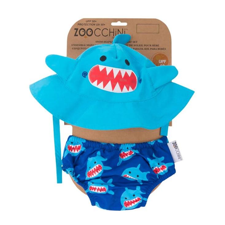  Set chiloțel de baie și pălărie, Marimea L, UPF 50+, Zoocchini, Shark