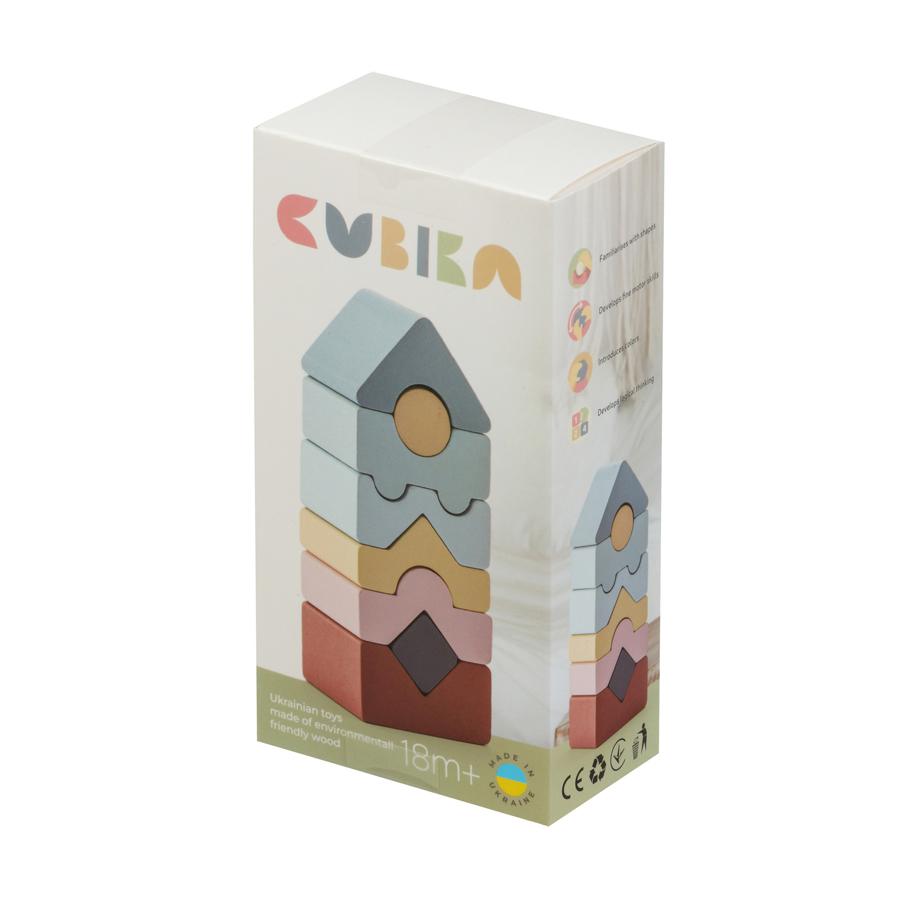  Set Construcții Turn - 8 piese - jucărie din lemn Cubika 