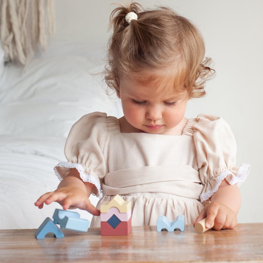 Set Construcții Turn - 8 piese - jucărie din lemn Cubika  - 5182