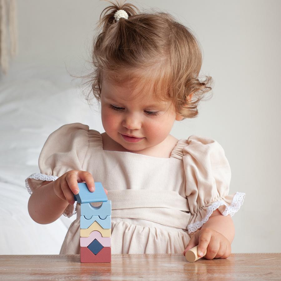 Set Construcții Turn - 8 piese - jucărie din lemn Cubika  - 5183