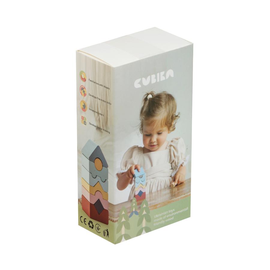 Set Construcții Turn - 8 piese - jucărie din lemn Cubika  - 5185