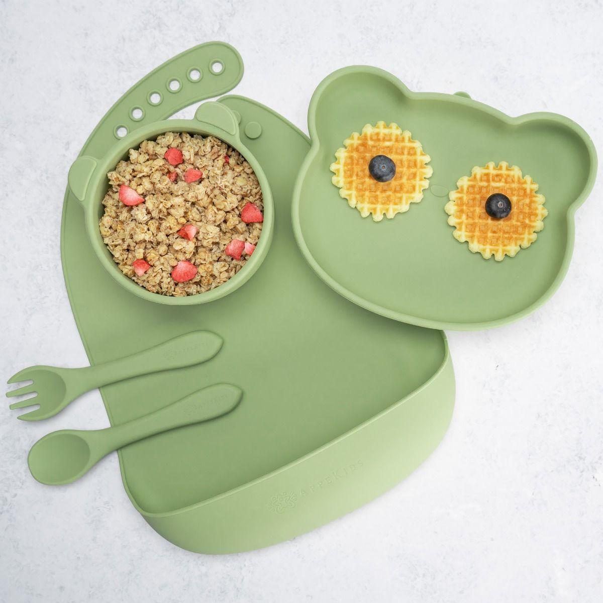  Set diversificare AppeKids, 100% Silicon - Panda Verde